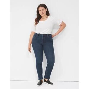 Lane Bryant Signature Fit Mid-Rise Straight Dark Wash Jeans, Size 24